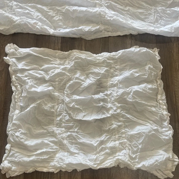 Simply Shabby Chic TWIN Solid White Ruched Smocked Duvet Cover Rachel Ashwell - Picture 13 of 16